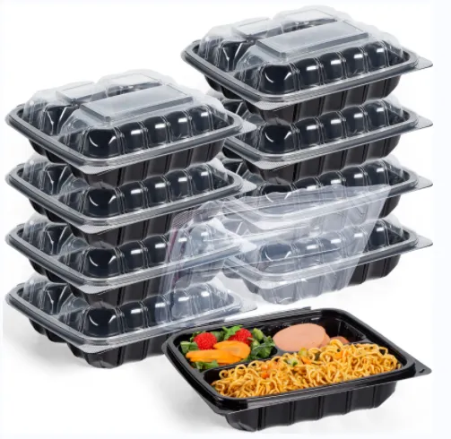3 rekeszes PP To Go konténer élelmiszerekhez