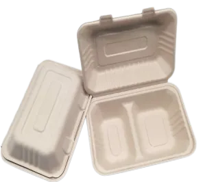 To Go konténerek fedelekkel Bagasse 2 rekeszes